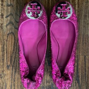 Tory Burch pink sparkly flats